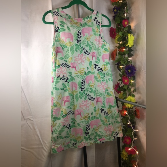 Crown & Ivy | Women’s Green & Pink/Floral & Elephant Pattern Sleeveless Dress - Picture 10 of 11
